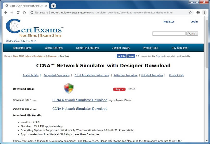 Certexams.com Network Simulator Download instructions